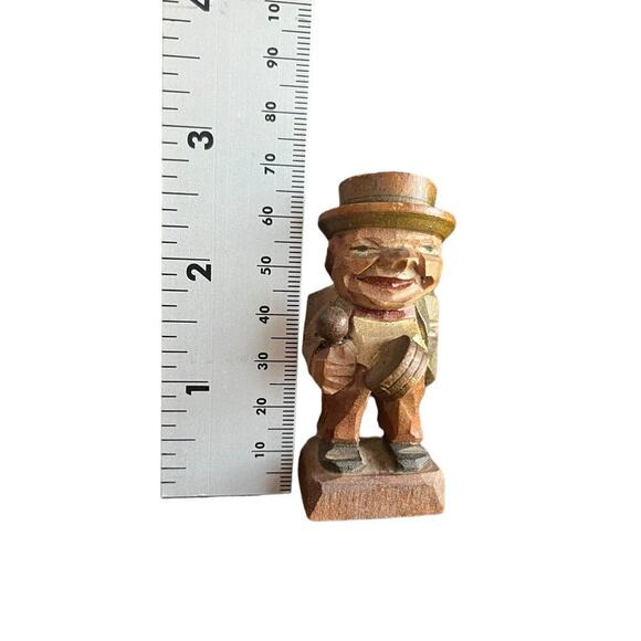 Handcarved and Painted Wooden Man Playing Drum - Picture 5 of 5